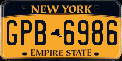NY license plate GPB6986