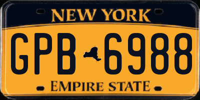 NY license plate GPB6988