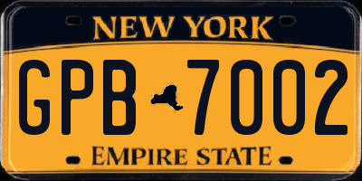 NY license plate GPB7002