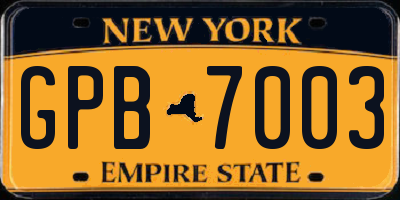 NY license plate GPB7003