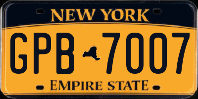 NY license plate GPB7007