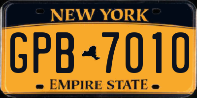 NY license plate GPB7010