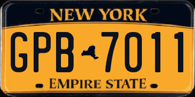 NY license plate GPB7011