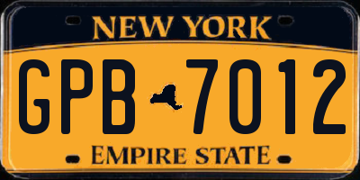 NY license plate GPB7012