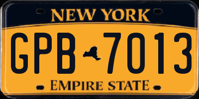 NY license plate GPB7013