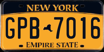 NY license plate GPB7016