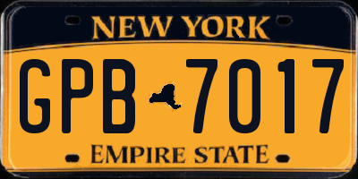 NY license plate GPB7017