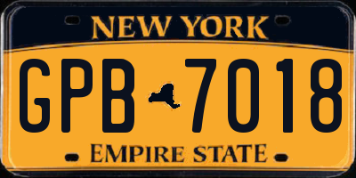 NY license plate GPB7018