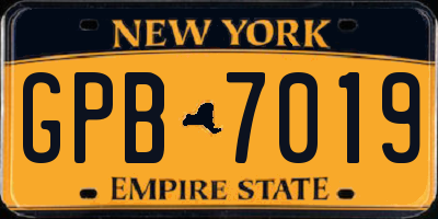 NY license plate GPB7019