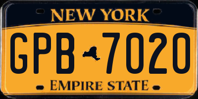 NY license plate GPB7020