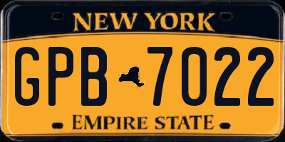 NY license plate GPB7022