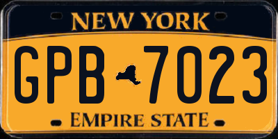 NY license plate GPB7023