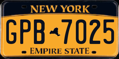 NY license plate GPB7025