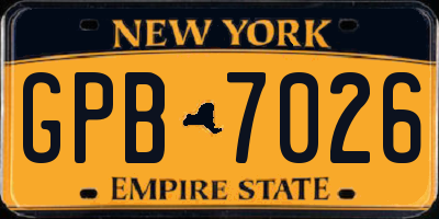 NY license plate GPB7026