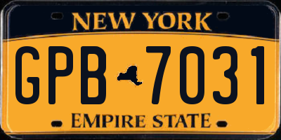 NY license plate GPB7031