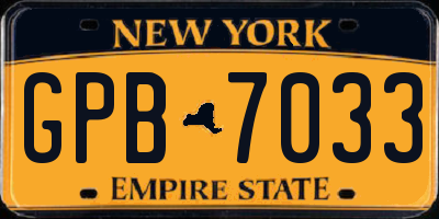 NY license plate GPB7033