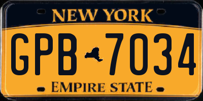 NY license plate GPB7034