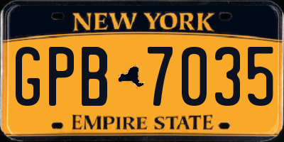 NY license plate GPB7035