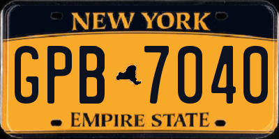 NY license plate GPB7040