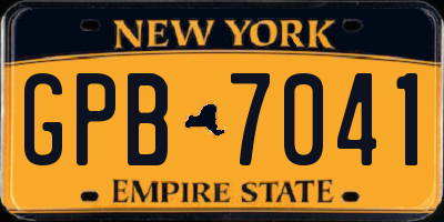 NY license plate GPB7041