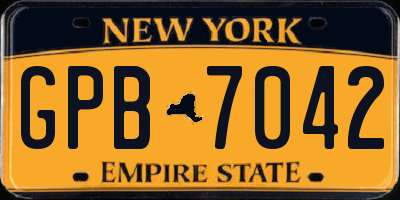 NY license plate GPB7042