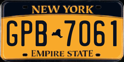NY license plate GPB7061