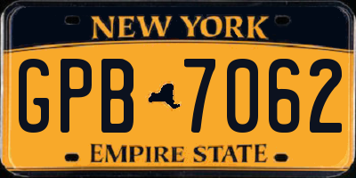 NY license plate GPB7062