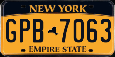 NY license plate GPB7063