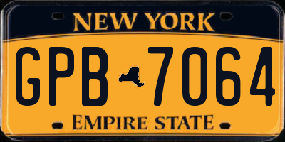 NY license plate GPB7064