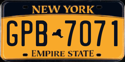 NY license plate GPB7071