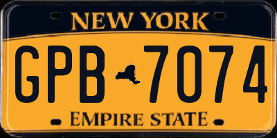 NY license plate GPB7074