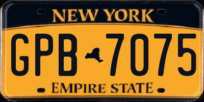 NY license plate GPB7075