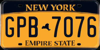 NY license plate GPB7076