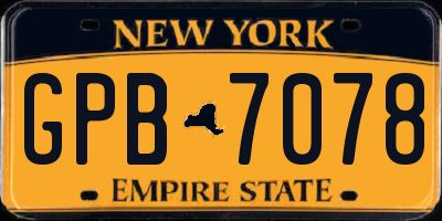 NY license plate GPB7078