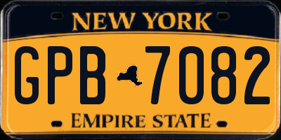 NY license plate GPB7082