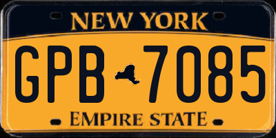 NY license plate GPB7085