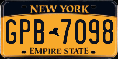 NY license plate GPB7098