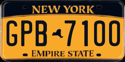 NY license plate GPB7100