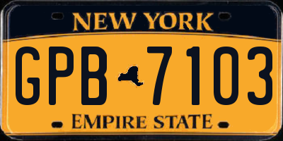 NY license plate GPB7103