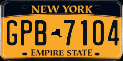 NY license plate GPB7104
