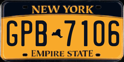 NY license plate GPB7106