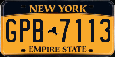NY license plate GPB7113