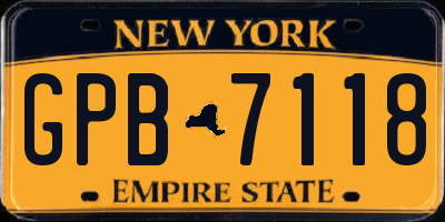 NY license plate GPB7118