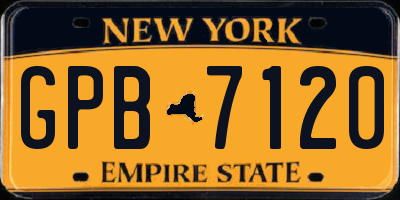 NY license plate GPB7120