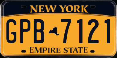 NY license plate GPB7121