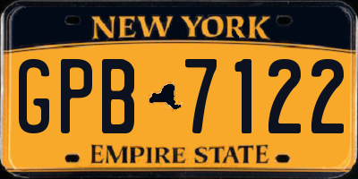 NY license plate GPB7122