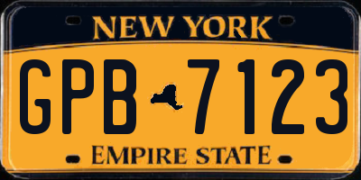 NY license plate GPB7123