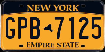 NY license plate GPB7125