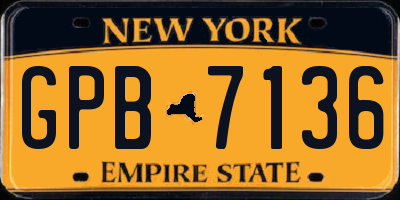 NY license plate GPB7136