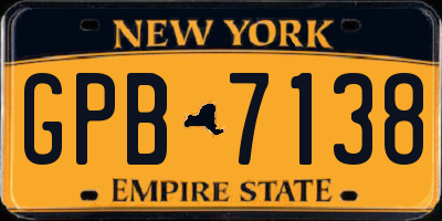 NY license plate GPB7138